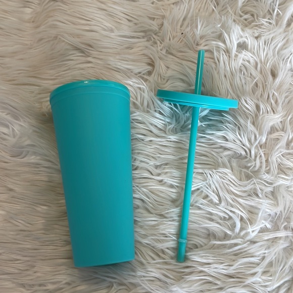Tiffany blue sea foam green reusable tumbler cup w screw on lid & straw bpa free - Picture 3 of 17